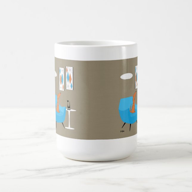 Mid Century Gravel Art mit Hund Verwandlungstasse (Zentrum)