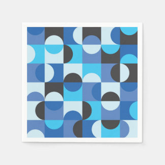 Mid Century Half circles Blue Turqouise Black Serviette