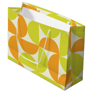 Mid Century Half Circles Orange and Yellow  Große Geschenktüte