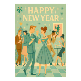 Mid Century Happy New Year The Martini Dance Fotodruck