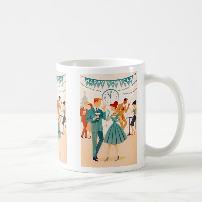 Mid Century Happy New Year The Martini Dance Kaffeetasse (Rechts)