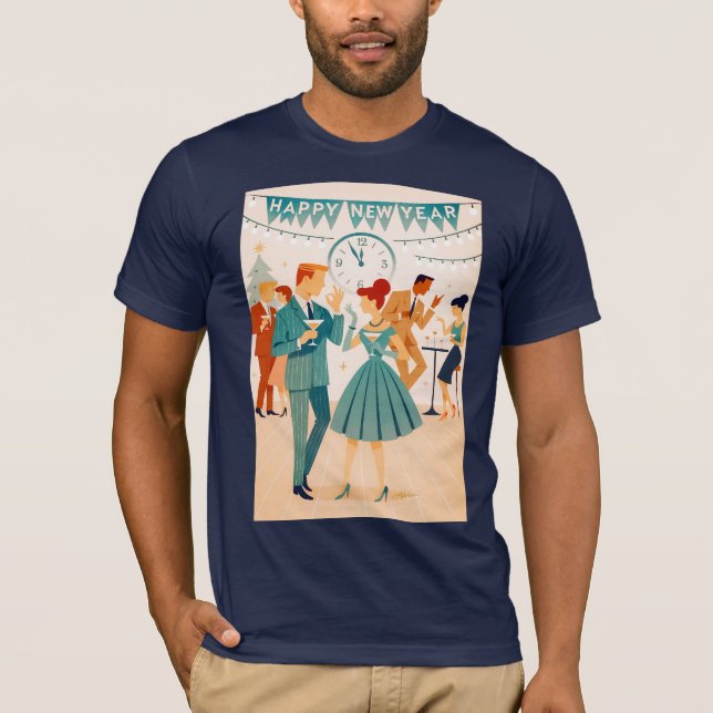 Mid Century Happy New Year The Martini Dance T-Shirt (Vorderseite)