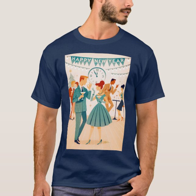 Mid Century Happy New Year The Martini Dance T-Shirt (Vorderseite)