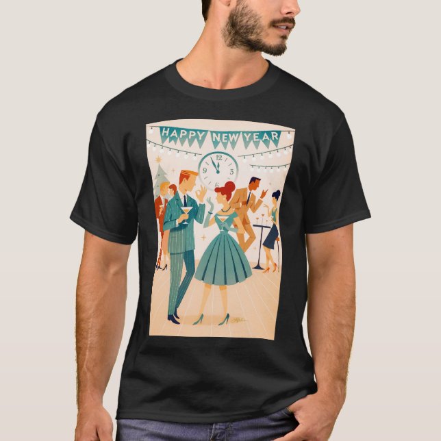 Mid Century Happy New Year The Martini Dance T-Shirt (Vorderseite)