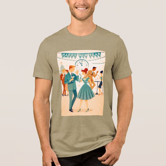 Mid Century Happy New Year The Martini Dance Tri-Blend Shirt (Vorderseite)