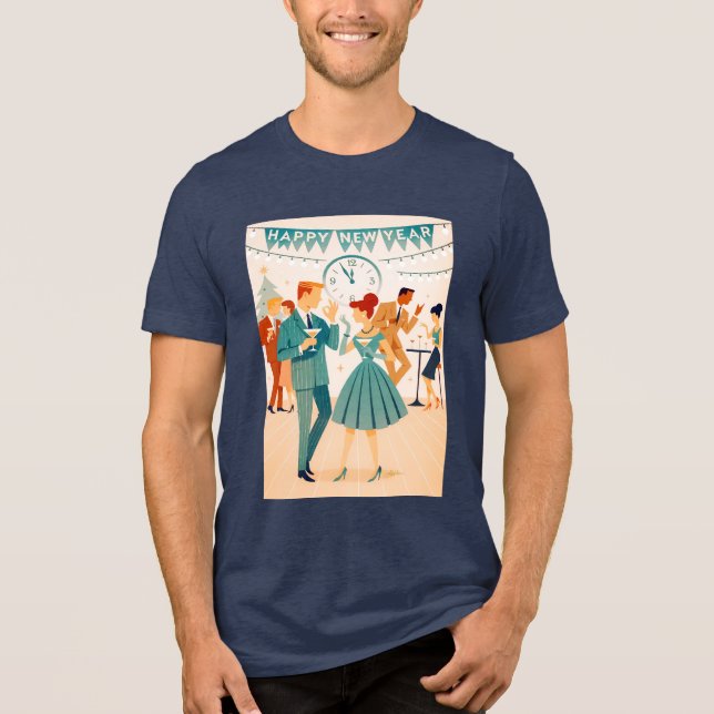 Mid Century Happy New Year The Martini Dance Tri-Blend Shirt (Vorderseite)