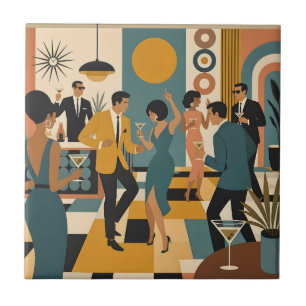 Mid Century Hip Martini Tanzparty Fliese