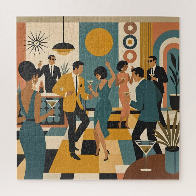 Mid Century Hip Martini Tanzparty Puzzle (Vertikal)