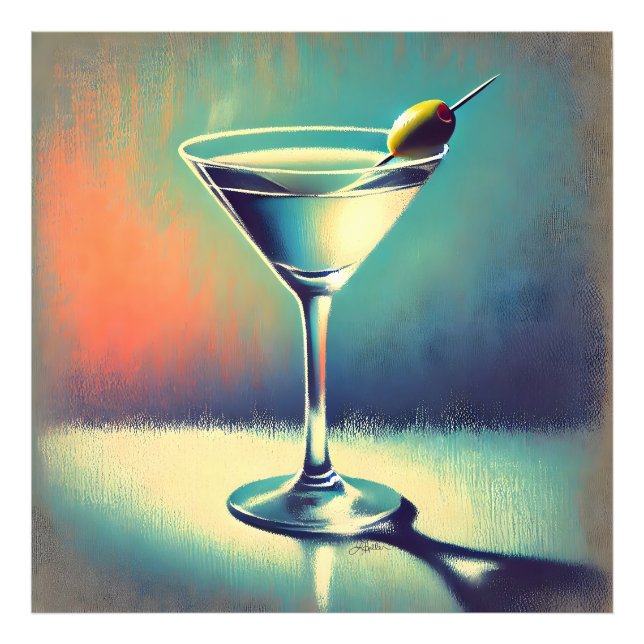 Mid Century I Love The Blues Martini Art Fotodruck (Vorne)
