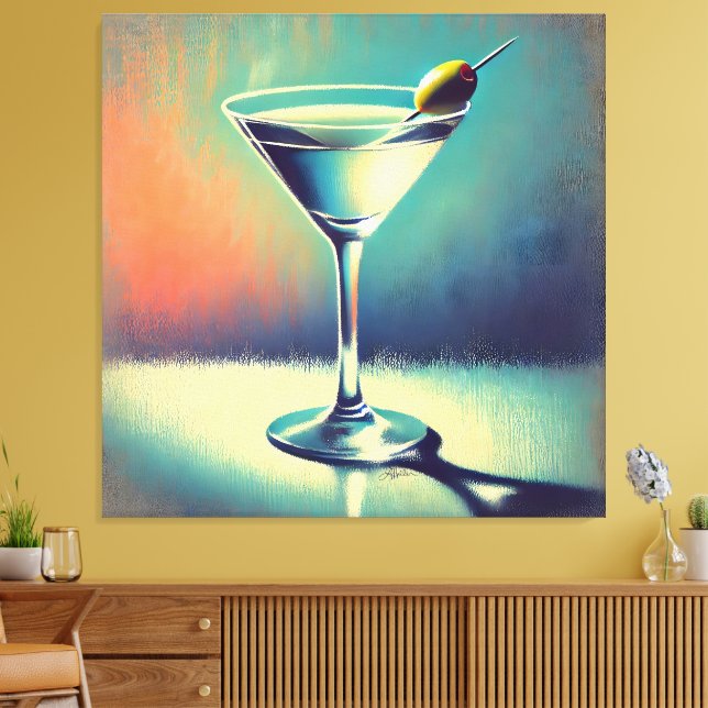 Mid Century I Love The Blues Martini Art Leinwanddruck (Insitu (Wohnzimmer))