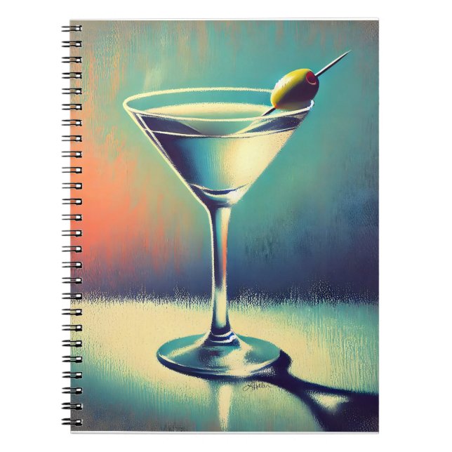 Mid Century I Love The Blues Martini Art Notizblock (Vorderseite)