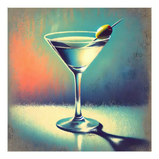 Mid Century I Love The Blues Martini Kunst Fotodruck