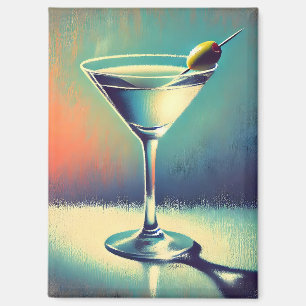Mid Century I Love The Blues Martini Kunst Magnet