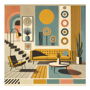 Mid-Century-Interieurdesign Wüstenwohnzimmer Fotodruck