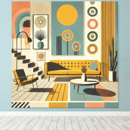 Mid Century Interior Design Dessert Livingroom Leinwanddruck