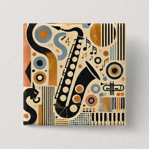 Mid-Century-Jazz-Age-Minimalist-Kunst-Saxophon Button