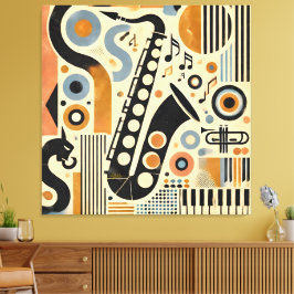 Mid-Century-Jazz-Age-Minimalist-Kunst-Saxophon Leinwanddruck