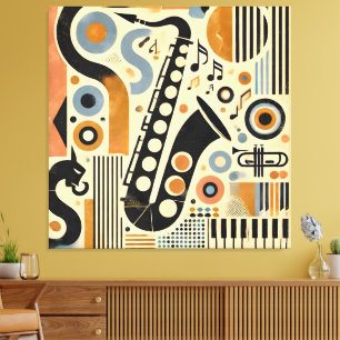 Mid-Century-Jazz-Age-Minimalist-Kunst-Saxophon Leinwanddruck