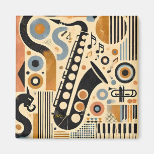 Mid-Century-Jazz-Age-Minimalist-Kunst-Saxophon Magnet