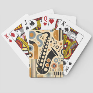 Mid-Century-Jazz-Age-Minimalist-Kunst-Saxophon Spielkarten
