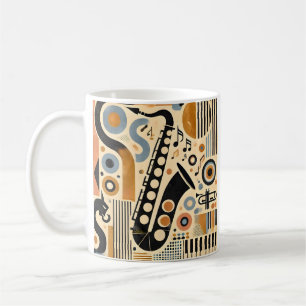 Mid Century Jazz Age Minimalistisch Art Saxophon Kaffeetasse