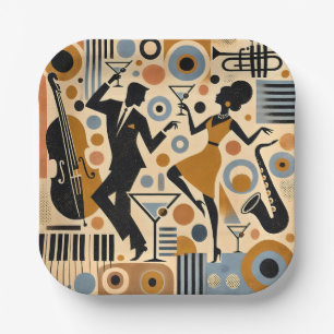 Mid Century Jazz Age Minimalistische Kunst Martini Pappteller