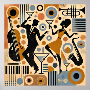 Mid Century Jazz Age Minimalistische Kunst Martini Poster