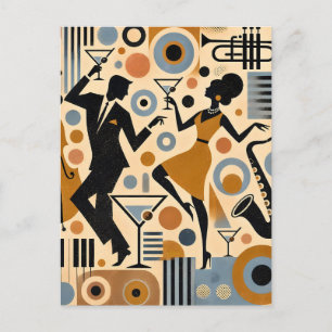 Mid Century Jazz Age Minimalistische Kunst Martini Postkarte