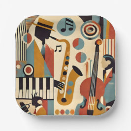Mid Century Jazz Age Moderne Minimalistische Trio Pappteller