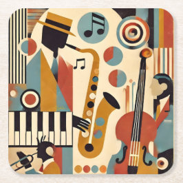 Mid Century Jazz Age Moderne Minimalistische Trio Rechteckiger Pappuntersetzer