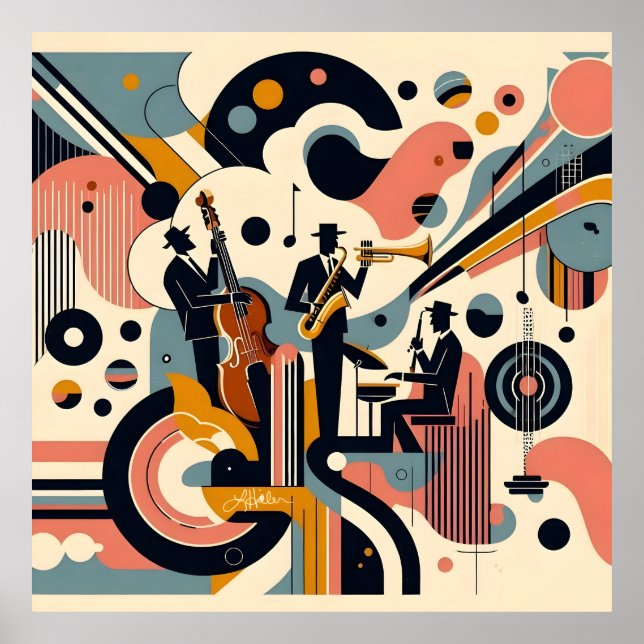 Mid Century Jazz Age Psychedelic Trio Poster (Vorne)