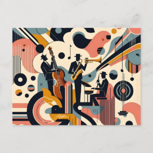 Mid Century Jazz Age Psychedelisches Trio Postkarte