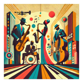 Mid Century Jazz Age Quartett Fotodruck