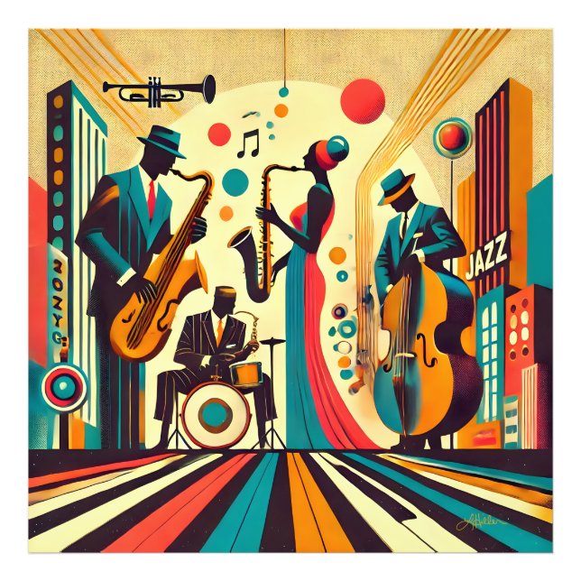 Mid Century Jazz Age Quartett Fotodruck (Vorne)