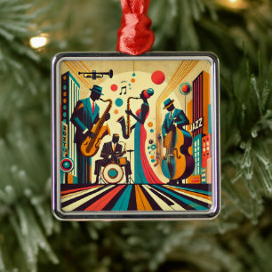 Mid Century Jazz Age Quartett Ornament Aus Metall