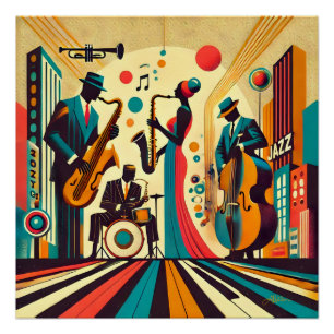 Mid Century Jazz Age Quartett Poster
