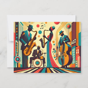 Mid Century Jazz Age Quartett Postkarte