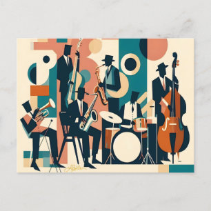 Mid Century Jazz Age Sextett Postkarte