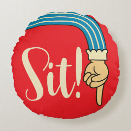 Mid- Century Jazzy Pointing Hand/Finger Manicule Rundes Kissen