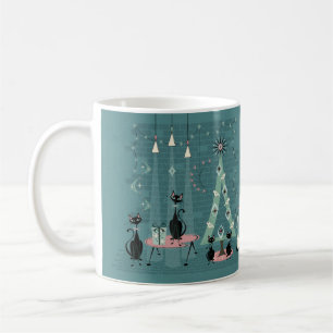 Mid Century Katzenfamilien-Urlaub ©️studioxtine Kaffeetasse