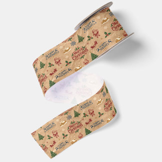 Mid-Century-Kraftpapier-Weihnachtspapier Satinband