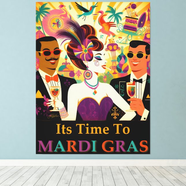 Mid Century Mardi Gras Cocktail Party Leinwanddruck (Insitu (Holzboden))