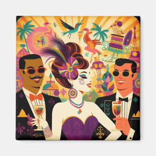 Mid Century Mardi Gras Cocktail Party Magnet