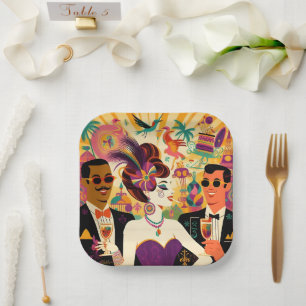 Mid Century Mardi Gras Cocktail Party Pappteller