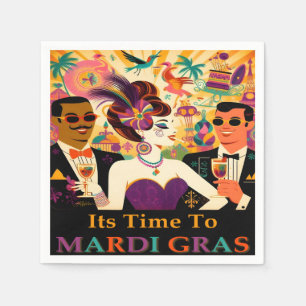 Mid Century Mardi Gras Cocktail Party Serviette