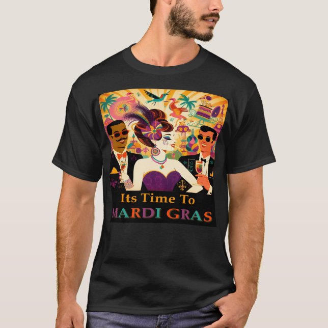 Mid Century Mardi Gras Cocktail Party T-Shirt (Vorderseite)