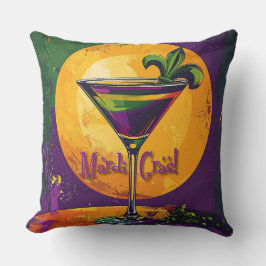 Mid Century Mardi Gras Sonnenuntergang Fleur De Li Kissen