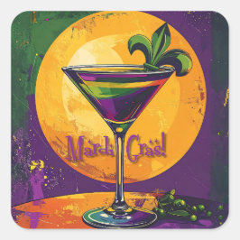 Mid Century Mardi Gras Sonnenuntergang Fleur De Li Quadratischer Aufkleber