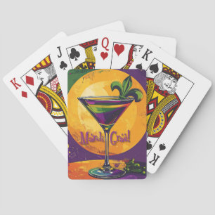 Mid Century Mardi Gras Sonnenuntergang Fleur De Li Spielkarten