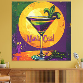 Mid Century Mardi Gras Sunset Fleur De Lis Martini Leinwanddruck